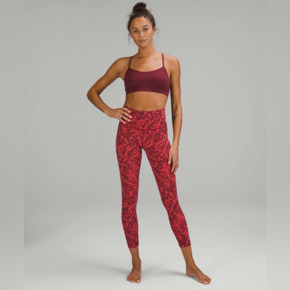 Red Patterned High-Waist Performance Leggings - image 2